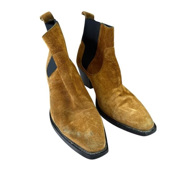 Everlane Western Chelsea Suede Ankle Boots Brown Leather Pull-On US 9 Italy - Picture 9 of 10